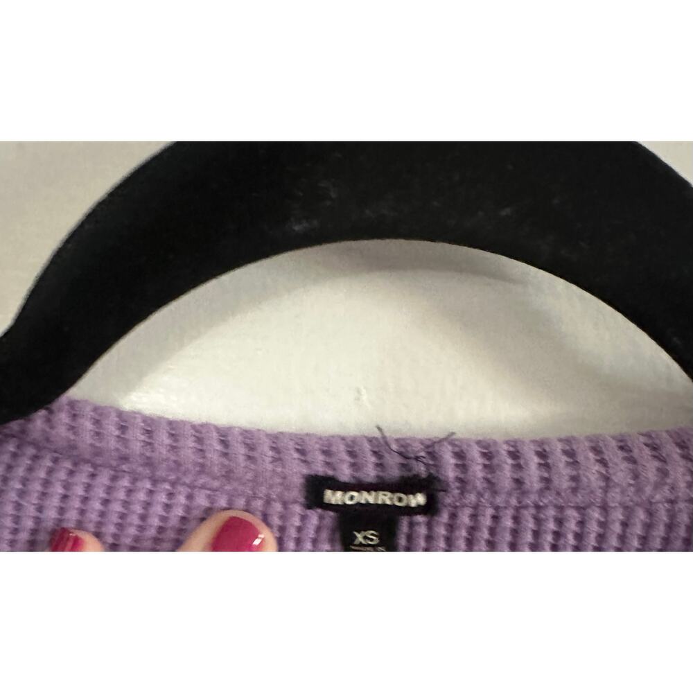 MONROW Aster Purple Cotton Thermal Henley Top Shirt Y2K-Style  - Sz XS - Picture 2 of 5